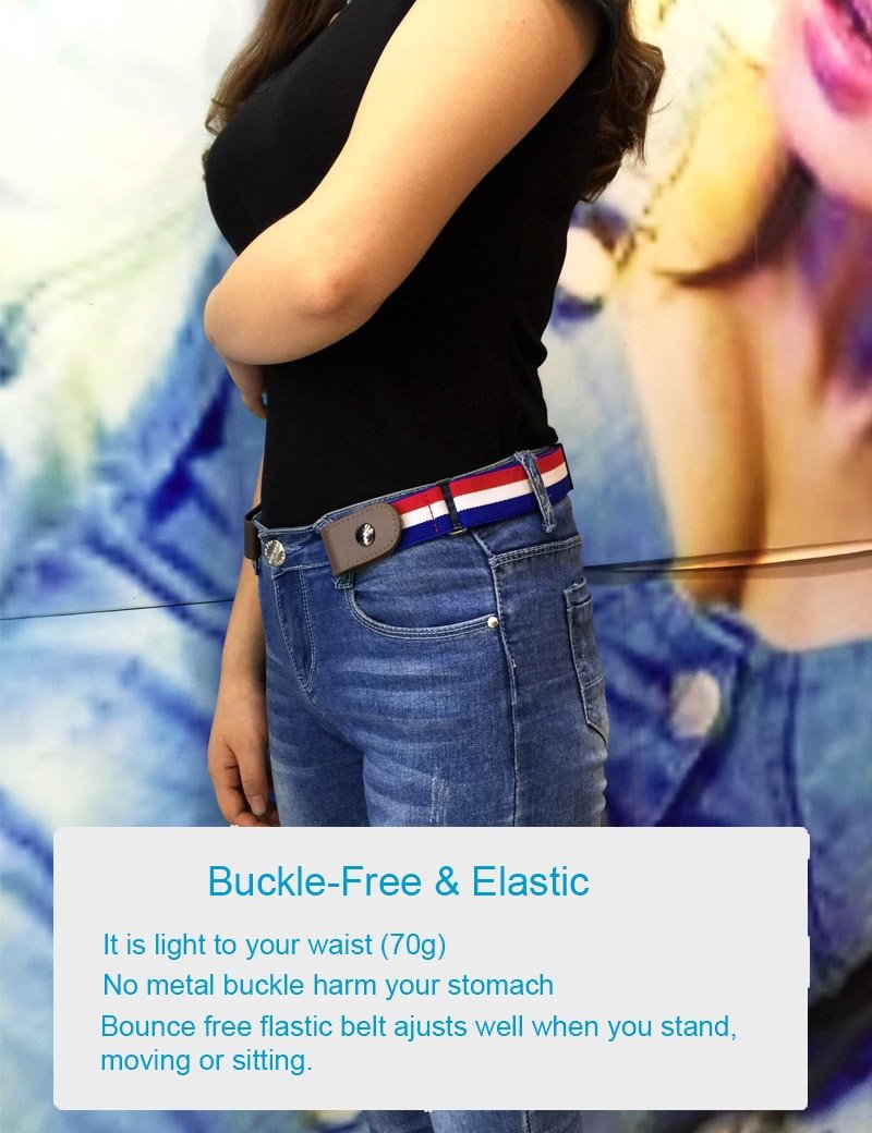 Buckle-Free Elastic Belt Buckle Free No Buckle Stretch Belt Women's Plus Belts for Jeans Pants Dresses - Image 3
