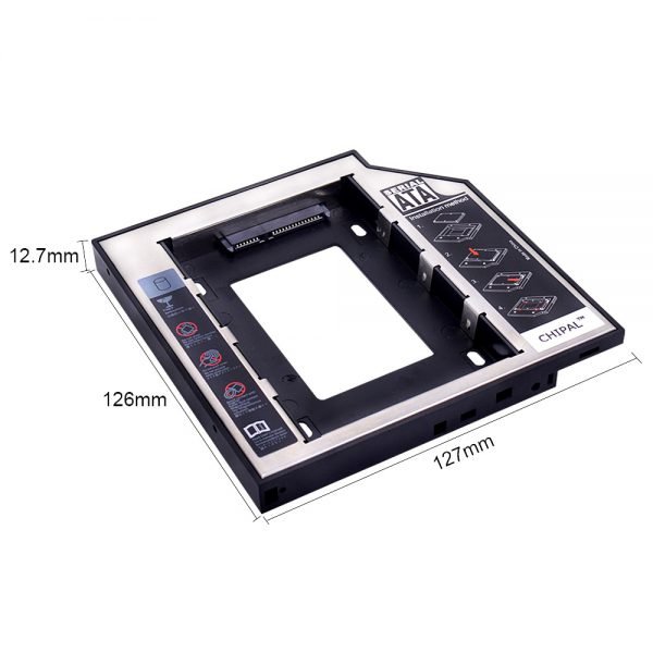 CHIPAL 2nd HDD Caddy 12.7mm Aluminum Optibay SATA 3.0 Hard Disk Drive Box Enclosure DVD Adapter 2.5 SSD 2TB For Laptop CD-ROM - Image 2