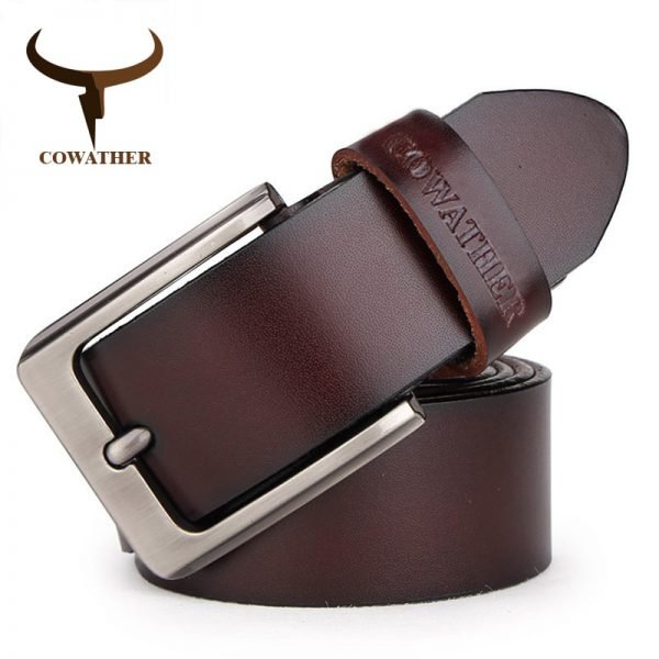 COWATHER cowhide genuine leather belts for men brand Strap male pin buckle vintage jeans belt 100-150 cm long waist 30-52 XF001 - Image 2