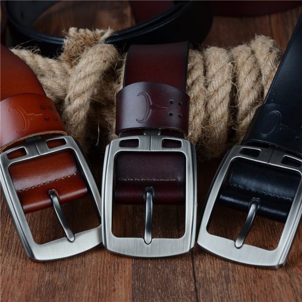 COWATHER cowhide genuine leather belts for men brand Strap male pin buckle vintage jeans belt 100-150 cm long waist 30-52 XF001 - Image 3