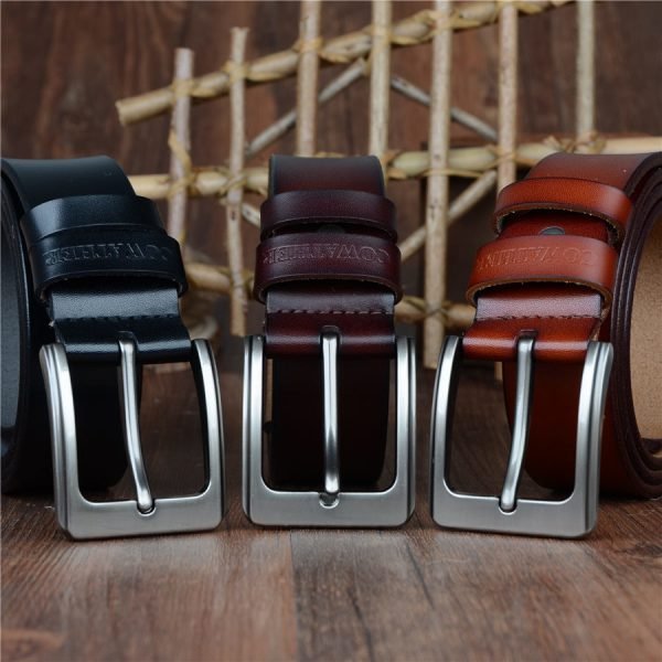 COWATHER cowhide genuine leather belts for men brand Strap male pin buckle vintage jeans belt 100-150 cm long waist 30-52 XF001 - Image 4