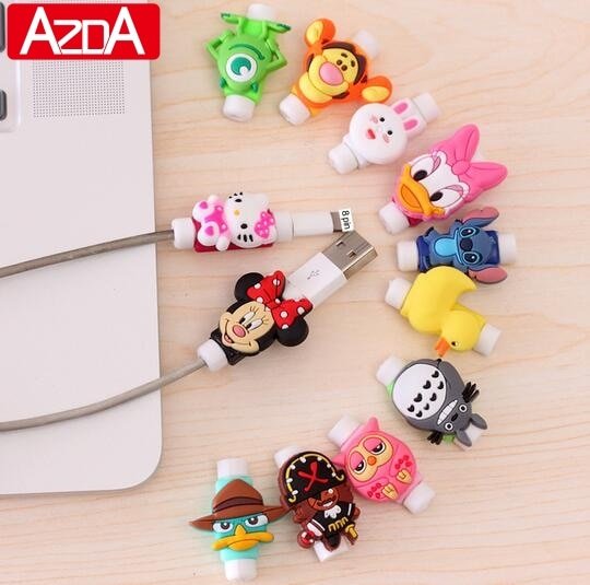 Cartoon Protector Cable Cord Saver Cover Coque For iPhone 8 Plus 4 4S 5 5S SE 5C 6 6S 7 X Xs Max XR For Funda iPhone 7 Plus case