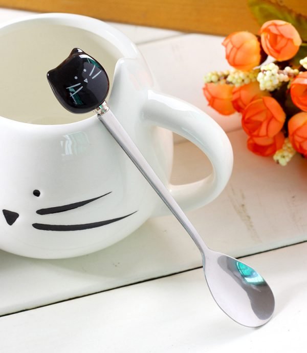 Ceramic Cute Cat Mugs With Spoon Coffee Tea Milk Animal Cups With Handle 400ml Drinkware Nice Gifts - Image 4