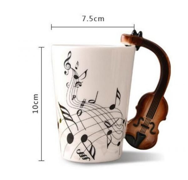 Creative Music Violin Style Guitar Ceramic Mug Coffee Tea Milk Stave Cups with Handle Coffee Mug Novelty Gifts - Image 2
