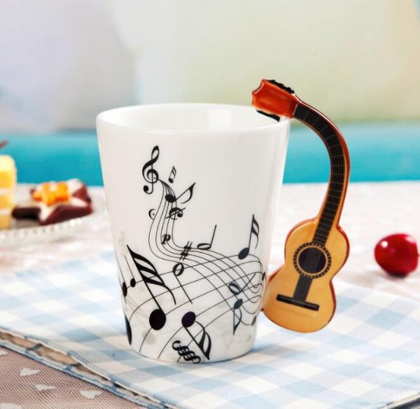 Creative Music Violin Style Guitar Ceramic Mug Coffee Tea Milk Stave Cups with Handle Coffee Mug Novelty Gifts - Image 3