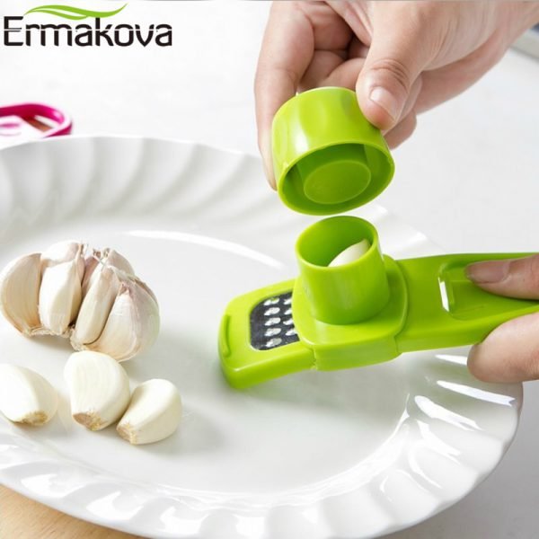 ERMAKOVA ABS Garlic Press Peeler Grater Ginger Garlic Grinding Grater Microplaner Planer Chopper Crush Cutter Slicer - Image 3