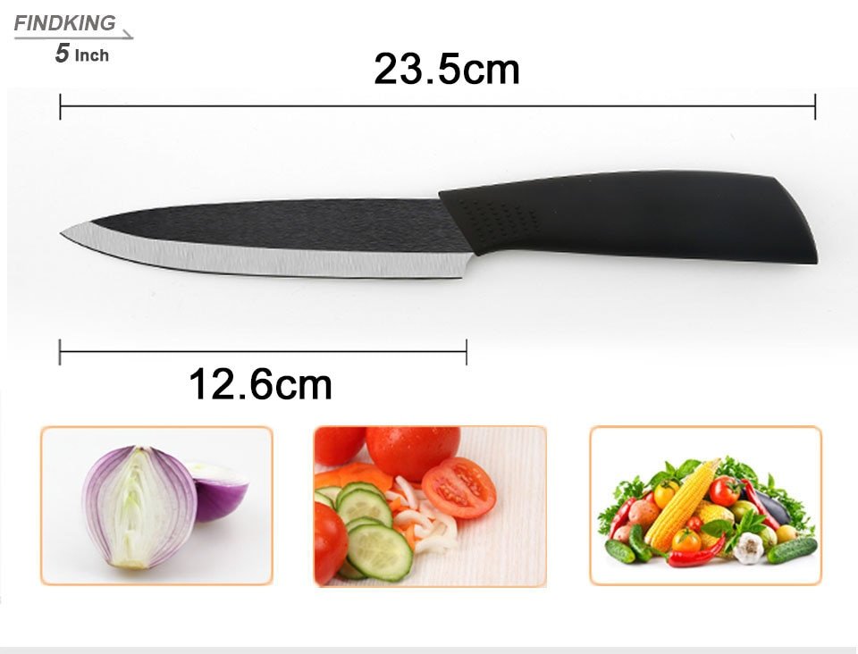 FINDKING Top quality Zirconia black blade 3" 4" 5" 6" inch + Peeler + covers ceramic knife set kitchen Paring Fruit knife - Image 4