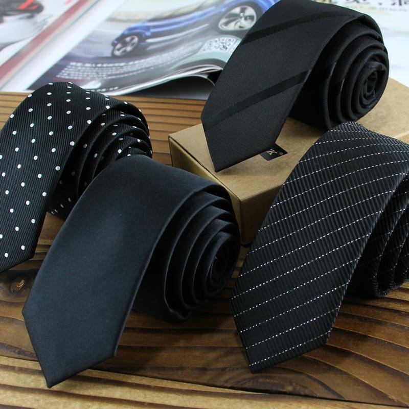 Factory-Exclusive-59-Long-Mens-Skinny-Ties-Black-Polyester-Silk-Plaids-Stripes-Dots-Jacquard-Narrow-5cm-1.jpg