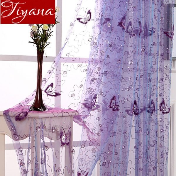 French Romantic Shining Butterfly Embroidered Voile Curtains Panel Window Home Textile Bedroom Curtains Tulle Cortinas T&344 #20