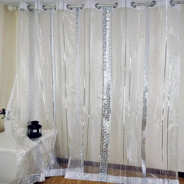 Grey Silver Tulle For Living Room Bedroom Modern Chinese Geometric Pattern Yarn Dyed Home Window Curtain Voile Drapes 239&40 - Image 2