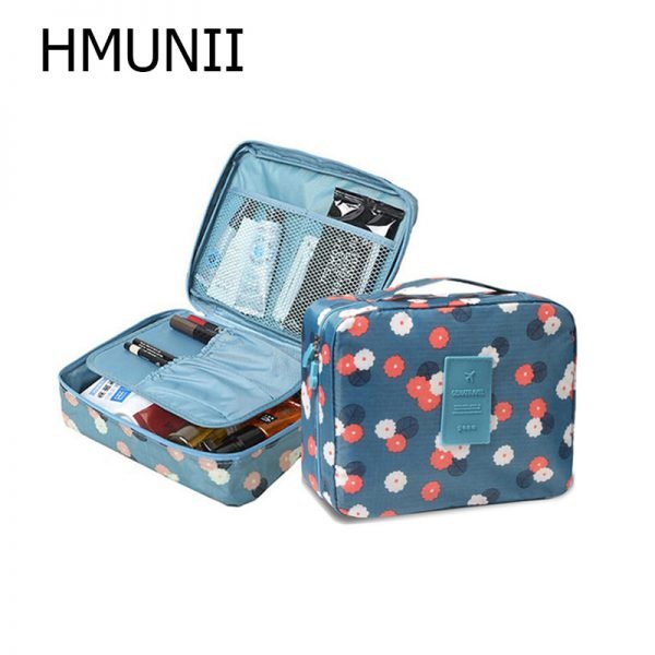 HMUNII Zipper Man Women Makeup bag nylon Cosmetic bag beauty Case Make Up Organizer Toiletry bag kits Storage Travel Wash pouch