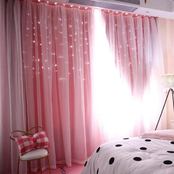 Hollowed Out Star Shading Window Blackout Curtain Drapes Purdah for Living Room Princess Children Room Baby Kid's Room Curtain