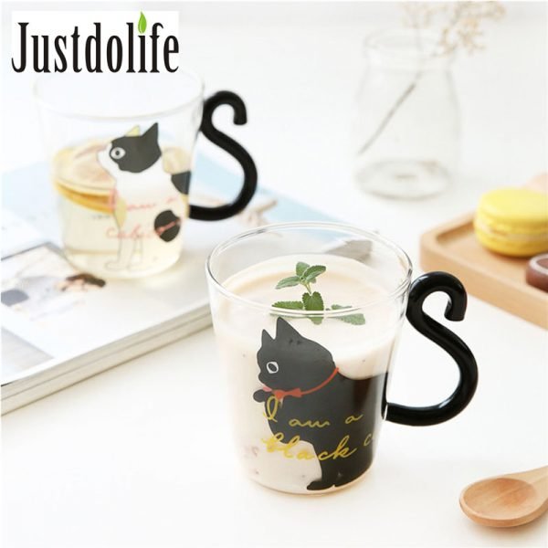 Justdolife 8.5oz Cute Creative Cat Milk Coffee Mug Water Glass Mug Cup Tea Cup Cartoon Kitty Home Office Cup For Fruit Juice - Image 2