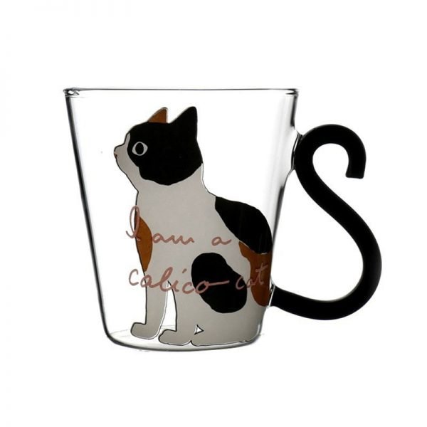 Justdolife 8.5oz Cute Creative Cat Milk Coffee Mug Water Glass Mug Cup Tea Cup Cartoon Kitty Home Office Cup For Fruit Juice - Image 3