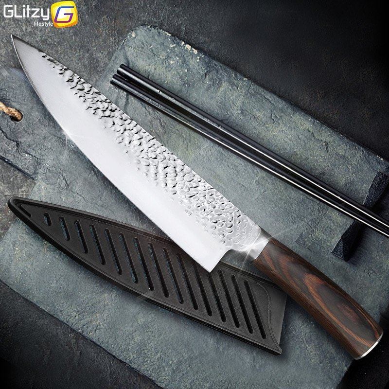 Kitchen Knife 8 inch Professional Japanese Chef Knives 7CR17 440C High Carbon Stainless Steel Meat Santoku Knife Dropshipping