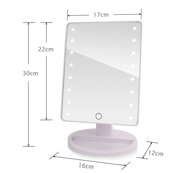 LED Touch Screen Makeup Mirror Professional Vanity Mirror With 16/22 LED Lights Health Beauty Adjustable Countertop 180 Rotating - Image 2