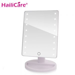 LED Touch Screen Makeup Mirror Professional Vanity Mirror With 16/22 LED Lights Health Beauty Adjustable Countertop 180 Rotating