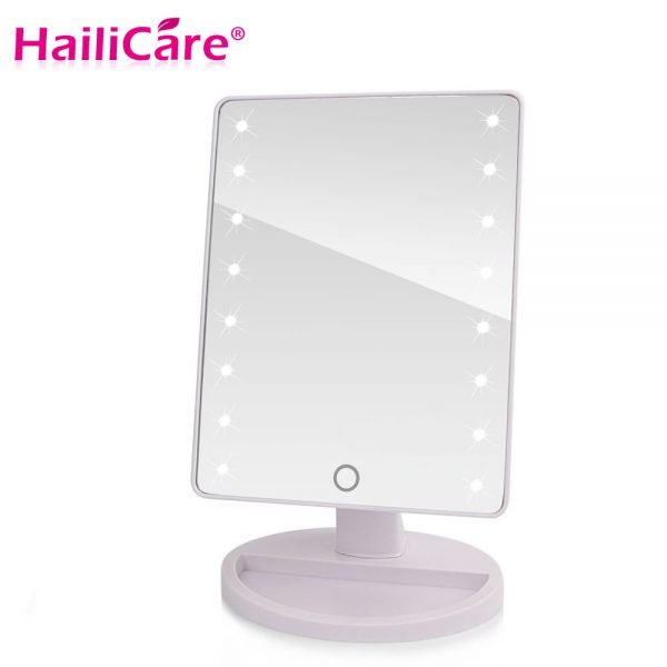 LED Touch Screen Makeup Mirror Professional Vanity Mirror With 16/22 LED Lights Health Beauty Adjustable Countertop 180 Rotating