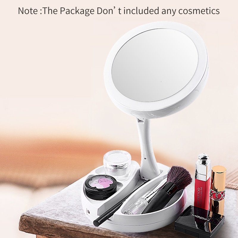 LED lights Mirror Folding 10x Magnification Makeup Mirror Compact Stand Hand Cosmetic Mirror Woman Pocket Mirrors make up vanity - Image 2