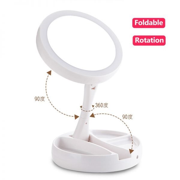 LED lights Mirror Folding 10x Magnification Makeup Mirror Compact Stand Hand Cosmetic Mirror Woman Pocket Mirrors make up vanity - Image 3