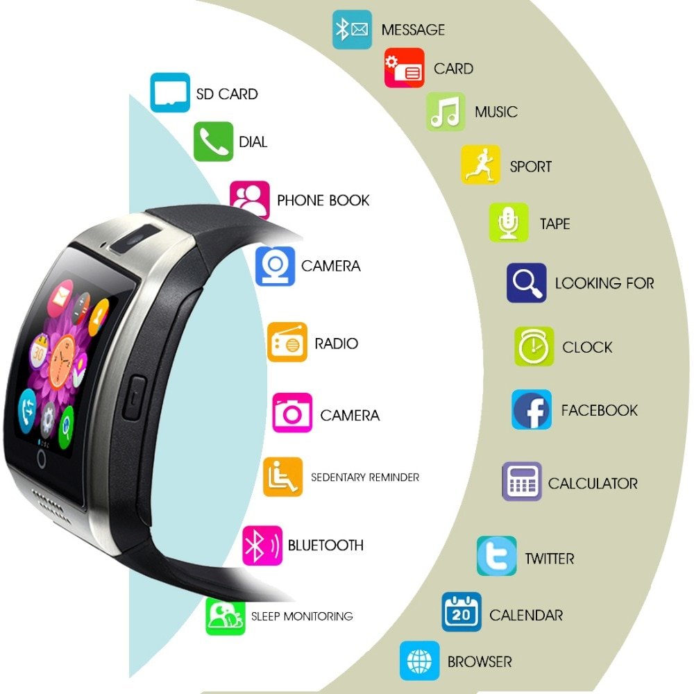 LEMFO Bluetooth Smart Watch Men Q18 With Touch Screen Big Battery Support TF Sim Card Camera for Android Phone Smartwatch - Image 2