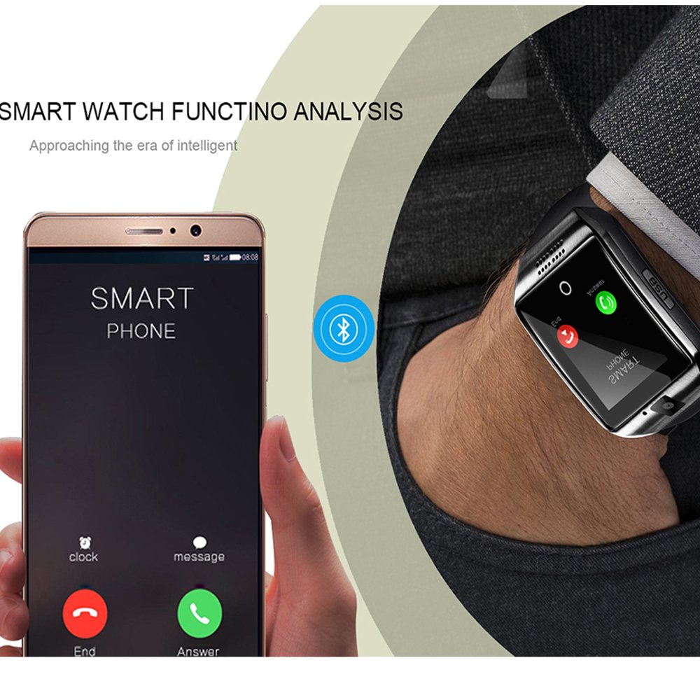 LEMFO Bluetooth Smart Watch Men Q18 With Touch Screen Big Battery Support TF Sim Card Camera for Android Phone Smartwatch - Image 3