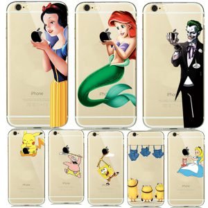 Lovely Princess Snow White Cinderella Mermaid Silicone Case for capinhas iphone 8 7 Plus 6 6s 5s SE Clear Case Cover Clown Joker