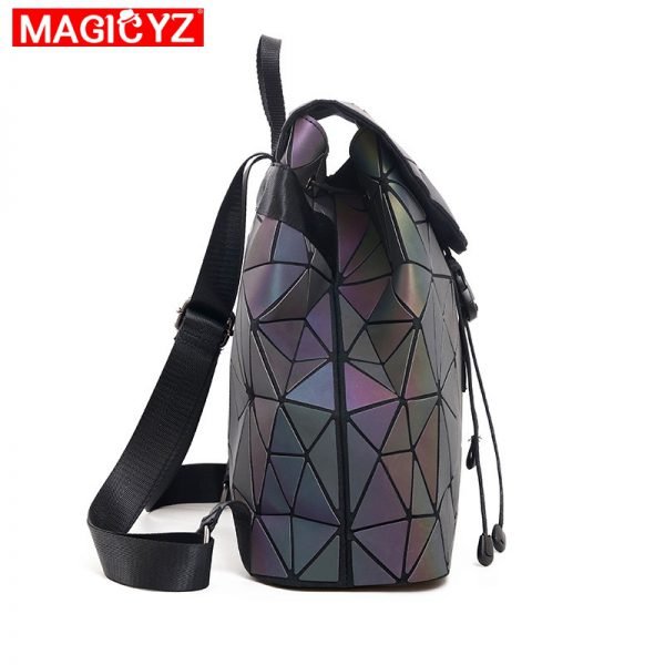 MAGICYZ Women Laser Luminous Backpack School Hologram Geometric Fold Student School Bags For Teenage Girls holographic sac a dos - Image 4
