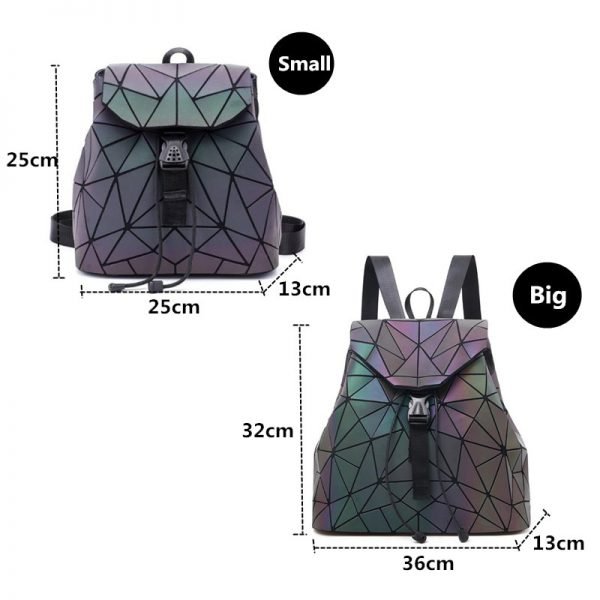 MAGICYZ Women Laser Luminous Backpack School Hologram Geometric Fold Student School Bags For Teenage Girls holographic sac a dos - Image 5