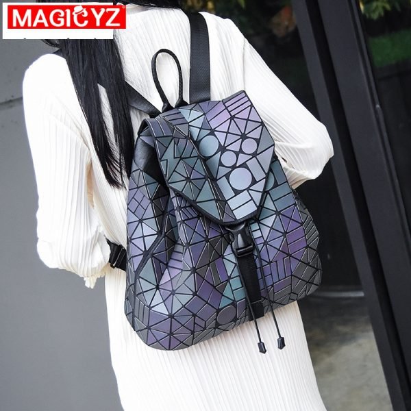 MAGICYZ Women Laser Luminous Backpack School Hologram Geometric Fold Student School Bags For Teenage Girls holographic sac a dos - Image 6