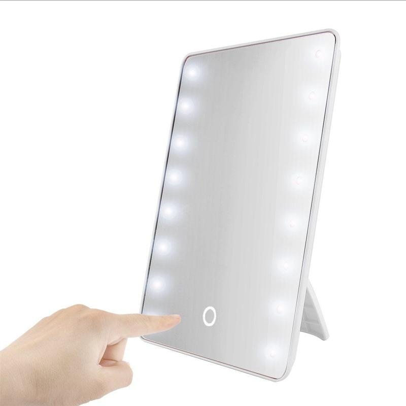 Makeup Mirror with 16 LEDs Cosmetic Mirror with Touch Dimmer Switch Battery Operated Stand for Tabletop Bathroom Bedroom Travel - Image 2
