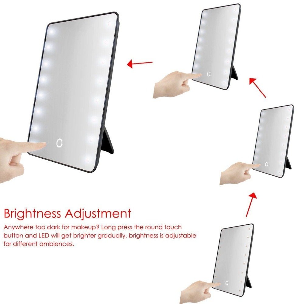 Makeup Mirror with 16 LEDs Cosmetic Mirror with Touch Dimmer Switch Battery Operated Stand for Tabletop Bathroom Bedroom Travel - Image 5