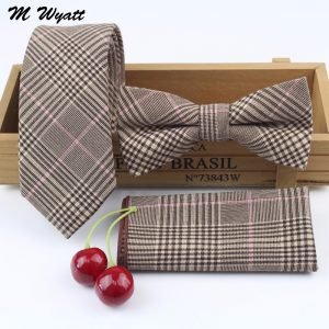 Mens 100% Cotton Designer Skinny Striped Pocket Square Handkerchief Butterfly Bow Tie Ties Set Lots