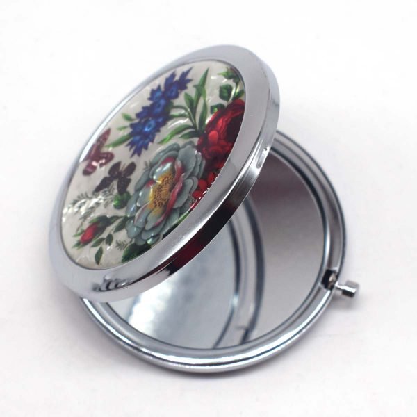 Mini Makeup Compact Pocket Mirror Flower Butterfly Bamboo Metal Portable Two-side Folding Makeup Mirror Vintage Cosmetic Mirrors - Image 2