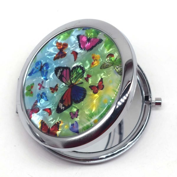 Mini Makeup Compact Pocket Mirror Flower Butterfly Bamboo Metal Portable Two-side Folding Makeup Mirror Vintage Cosmetic Mirrors - Image 3
