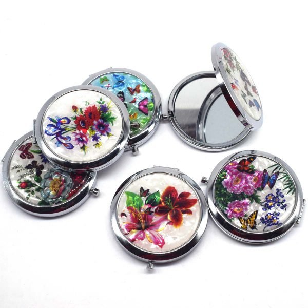 Mini Makeup Compact Pocket Mirror Flower Butterfly Bamboo Metal Portable Two-side Folding Makeup Mirror Vintage Cosmetic Mirrors - Image 5