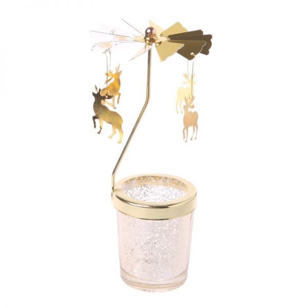 New 2018 Xmas Rotating Spinning Carousel Tea Light Candle Holder Center Home Decoration Gifts Wedding Decoration 2018 - Image 2