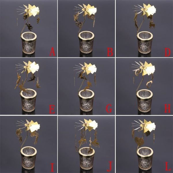 New 2018 Xmas Rotating Spinning Carousel Tea Light Candle Holder Center Home Decoration Gifts Wedding Decoration 2018 - Image 6