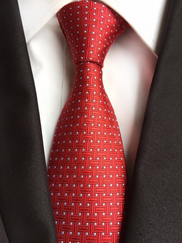 New Brand 8cm Check Blue Purple Red Jacquard Woven 100% Silk Ties Mens Neck Tie Striped Ties for Men Wedding Suit Business Party - Image 2