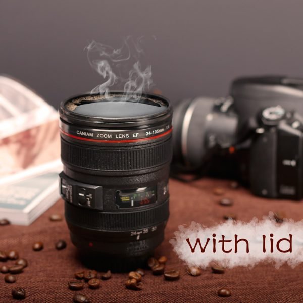 New Caniam SLR Camera Lens 24-105mm 1:1 Scale Plastic Coffee Tea MUG 400ML Creative Cups And Mugs With Lid M102 MUG-09