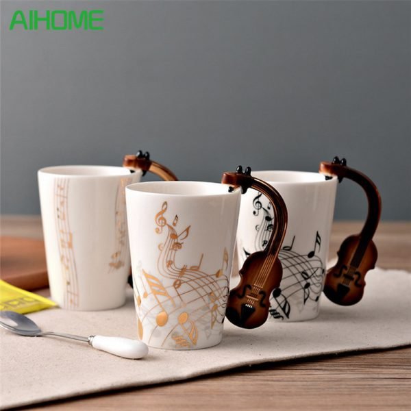 New High Quality Ceramic Cup Personality Music Note Milk Juice Lemon Mug Coffee Tea Cup Home Office Drinkware Unique Gift - Image 2