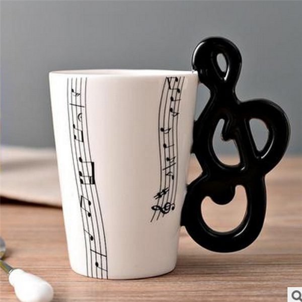 New High Quality Ceramic Cup Personality Music Note Milk Juice Lemon Mug Coffee Tea Cup Home Office Drinkware Unique Gift