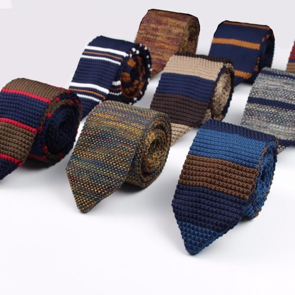 New Knitted Knit Leisure Triangle Striped Ties Normal Sharp Corner Neck Ties Men Classic Woven Designer Cravat