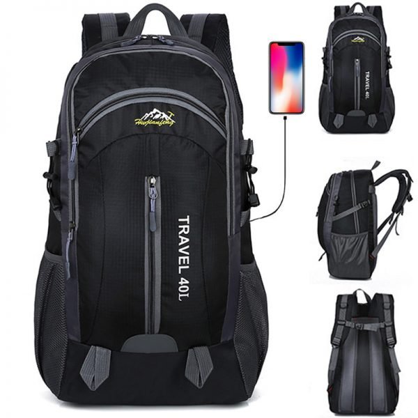 New Men Backpack USB Charging 40L Large Capacity Out Door For Male Bag Waterproof Casual Backpacks Unisex Black Travel Backpacks