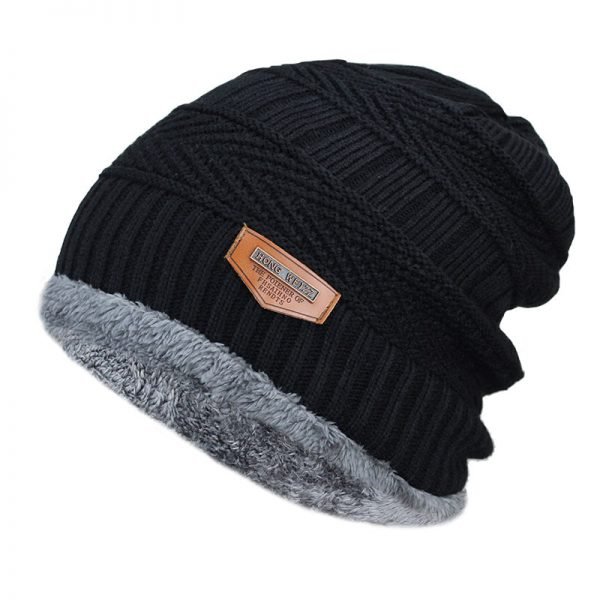 New Men's winter Fall hat fashion knitted black ski hats Thick  warm hat cap Bonnet Skullies Beanie Soft Knitted Beanies Cotton - Image 2