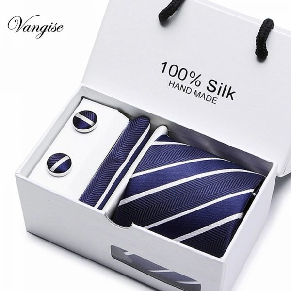 New Plaid  men ties set  Extra Long Size 145cm*8cm Necktie navy blue Paisley Silk Jacquard Woven Neck Tie Suit Wedding Party - Image 4