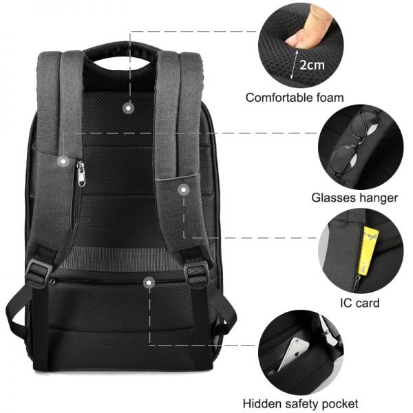 No Key Anti theft TSA Lock Fashion Men Backpacks 15.6inch USB Charging Laptop Male Mochila 18L College School Backpack for Boys - Image 4