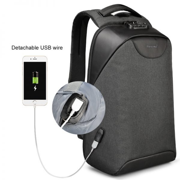 No Key Anti theft TSA Lock Fashion Men Backpacks 15.6inch USB Charging Laptop Male Mochila 18L College School Backpack for Boys - Image 5