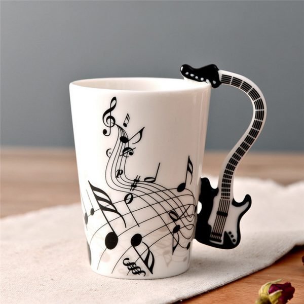 Novelty Guitar Ceramic Cup Personality Music Note Milk Juice Lemon Mug Coffee Tea Cup Home Office Drinkware Unique Gift - Image 2