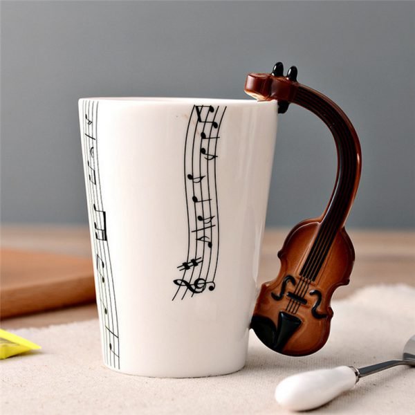 Novelty Guitar Ceramic Cup Personality Music Note Milk Juice Lemon Mug Coffee Tea Cup Home Office Drinkware Unique Gift - Image 3